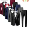 Herrenanzüge Blazer Schwarz Herrenanzug 3-teilig Business Hochzeit Terno Masculino Mode Slim Fit Come Homme Blau Rot Grau M-4XL 5XL T240110