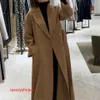 Maxmaras Women's Wrap Coat Camel Hair Coats Purchase of 2024 Autumn/winter Suit Collar One Button Lace Up Wool Mid Length Coat Eliot RJVY