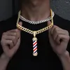 Pendant Necklaces Fashion Barber Shop Pole 3D Chain Necklace Hip Hop Hairdresser Gothic Jewelry