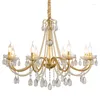 Lâmpadas pendentes American Chandelier Cristal Sala de estar Lâmpada Retro Ferro Forjado Simples Criativo Estilo Country Quarto Jantar