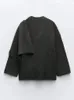 Женское элегантное однотонное пальто с асимметричным шарфовым воротником, женское повседневное пальто с длинными рукавами, женское винтажное уличное пальто 240109