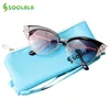 Okulary przeciwsłoneczne Soolala Rhinestones Semirimless Cat Eye Reading okulary Kobiety Presbyopia Sun Sunglasses Nocne Widzenie czytanie okularów z skrzynkami