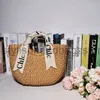 Totes Letter silk scarf hand-held str bag wild semi-circle woven women's rattan beach vacation photostylishhandbagsstore