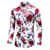 Men's Casual Shirts Autumn Long Sleeve Hawaiian Shirt Fashion Flower Printed Plus Size Floral For Men Business Office 7XL