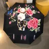 Parapluie d'extérieur pour femmes, vente en gros, protection solaire, impression de fleurs, cinq plis, résistant à l'écran solaire, vente en gros