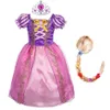 Flickor Rapunzel Costume Kids Summer Tangled Fancy Cosplay Princess Dress Children Birthday Carnival Halloween Party Clothes 28T 240109