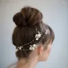 Haarspeldjes Floralbride Bekabelde steentjes Kristal Zoetwaterparels Bloem Bruiloft Tiara Hoofdband Bruidswijnstokaccessoires