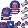 Mens 1980 USA Miracle on Ice Hockey Jersey #17 Jack Ocallahan #21 Mike Eruzione #30 Jim Craig Hockey Jerseys S-xxxl In Stock Blue White