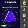 12pcs LED Smart WIFI Triangle Wall Lights - Create an Atmosphere with Music Synchronization & RGB Color Effects for Your Game Room, TV Room, or Bedroom!