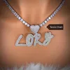 Necklaces Custom Nameplate Brush Letters With Heart Bail Iced Out Cubic Zirconia Initial Name Necklace Personalized Jewelry Gift for Her