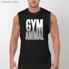 Herrtankar Gym Animal Bodybuilding Clothing Men's Summer Fitness Tank Topps Sport ärmlösa t-shirts Mesh snabba torra sport som kör Väst T240110
