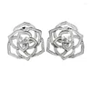 Studörhängen S925 Silver Xiaoxiangfeng Mountain Camellia Full Diamond Celebrity Light Luxury grossist