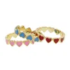 Cluster Rings Gold Filled Pink Blue Red Colorful Band Fashion Finger For Women Cute Lovely Enamel Heart Ring