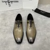 Berluti Business Leather Shoes Oxford Calfskin Handmade Top Quality Brush Color British Handsome Fashion Carved Dresswq
