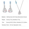 Pendentif Colliers Sterling Silver 925 Design original Mermaid Tears Boucles d'oreilles Collier Set S925 Fish Tail Moonstone Eardrop Dangler Chaîne