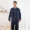 19mm Mulberry Silk LongSleeved Byxor Mens Pyjamas Set 100 Bekväm sömnkläder 240110