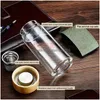 Water Bottles Water Bottle European Style 400Ml Glass With Tea Infuser Strainer Heat Resistant Travel Car Office Drinking Bottles Teac Dhcmp