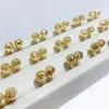 Yunli Real 18K Gold Ball Stud örhängen Pure Solid AU750 Earring for Women Fine Jewelry Gift 240109