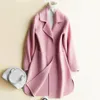 Women's Wool 2024 Autumn And Winter Double-Sided Pure Cashmere Coat Woman Jacket Long Loose Suit Collar Color Cardigan P100