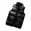 Vest Winter Capuchon Glanzend Katoen Casual Vest Heren Mouwloze Jas Warme Overjassen Rits Effen Kleur Heren Vesten 240109