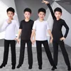 Scene Wear Boy Ballroom Dancing Practice Men Latin Dance Top Pants Suit White Black Shirt Costume