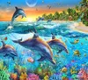 Väggbakgrund Wallpaper Diamond Custom Blue Ocean Swim Dolphin Coral Fish TV Bakgrund 3D Wallpaper Walls3903118