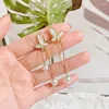 Stud Earrings 316L Stainless Steel Fashion Fine Jewelry Embedded Seashells Pull Adjust The Length Of Pearl Tassels For Women