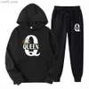 Men's Tracksuits Couple Sportwear 2022 Fashion Set KING QUEEN Printed Lover Hooded Suits Hoodie and Pants 2pcs Set Streetwear Men Women Clothing Q230110