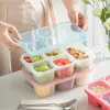 Stoviglie Bento Box Pranzo per adulti 4 pezzi Contenitore per preparazione pasti a 5 scomparti per bambini Conservazione riutilizzabile con coperchio trasparente