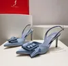 Famosa marca Rene Caovilla Caterina Cristal Seda emparelhado arco diamante fivela Sandália de salto alto Bowtie Strass Stiletto Heel Sandália Dedos quadrados Tira no tornozelo festa