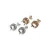 Stud 5-6mm Gül Altın Kaplama Katı 925 STERLING Gümüş Diy Yuvarlak Çerçeve Prong Saplamalar Taş Moissanit için Küpe Ayarları 1706044 YQ240110