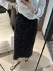 Korean Fashion Sequin Design Long Skirts for Women All Season Ladies Casual Streetwear All Match Sexy Midi Skirt 240110