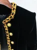 Women's Jackets HIGH STREET Est Fashion 2024 Designer Sequined Chain Beaded Lion Buttons Velvet Jacket
