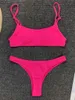 Bär sexig neon gul thong bikini 2021 kvinnor badkläder thong baddräkt kvinnliga twopieces bikini set bather ribbed baddräkt v1295ng