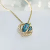 Ожерелье Swarovskis, дизайнерское женское ожерелье с подвеской оригинального качества, сердце океана, синее переплетенное ожерелье, женский элемент, кристалл, цепочка с воротником любви, женская