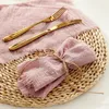 Table Napkin 10pcs 32X32CM Pink Cloth Napkins Handmade Gauze With Fringe Rustic For Baby Shower Dinners Party Wedding Decoration