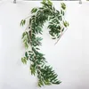 Guirlande d'eucalyptus artificielle de fleurs décoratives avec des feuilles de saule, fausse verdure pour fête de mariage, chemin de Table à domicile, décor d'arc