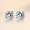 Stud ES0006 LEFEI Fashion Luxury Diamond-Set Classic Color D Moissanite Square Earring for Women 925 Silver Party Charm Jewelry Gift YQ240110