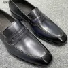 Berluti Business Leather Shoes Oxford Bezerro Feito à Mão de Alta Qualidade BERLUTIBruti Goodyear Feito à Mão Frio Pegajoso Verdadeiro Simples e High End Estilo Britânico Slipperwq