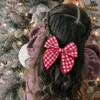 32pc/lot 5 fable bows nylon headbands plaid hair bows hair lips kid kid cotton tartan bow hairpin child headwear 240109