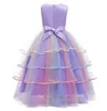 Filles Licorne Robe Arc-En-Princesse Fantaisie Robe De Fête D'anniversaire Enfants Enfants Halloween Licorne Effectuer Costume Pour 3-12 Ans 240109