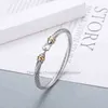 Pulsera Dy Hook Mujer Moda 5/7 mm de espesor Atmósfera Platino Plateado Hebilla Cable clásico Diseñador Joyería Dos colores Alambre trenzado Cáñamo Accesorios de lujo