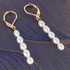 Dangle Earrings 3-4MM Natural Rice White Baroque Pearl Earring 18k Ear Drop Cultured Hook Accessories