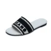페어 디자이너 슬라이드 여성 자수 패브릭 슬라이드 샌들 여름 해변 산책 슬리퍼 패션 저기장 평평한 슬리퍼 럭셔리 신발 크기 37-42