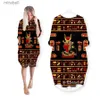 Robes décontractées de base Phechion Nouveau pharaon égyptien impression 3D mode robe mi-longue femmes vêtements poche à manches longues hauts T02 YQ240110