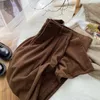 Pantaloni da donna in velluto a coste per le donne Autunno Inverno 2024 Pantaloni a gamba larga dritti a vita alta Pantaloni vintage causali in pile nero caldo