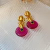 Boucles d'oreilles pendantes en strass médiéval, perle fleur cerise, Clip d'oreille rétro, Niche Net rouge, Style de luxe léger
