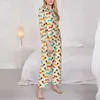 Hond Print Pyjama Vrouwen Cartoon Dier Romantisch Thuis Nachtkleding Herfst 2 Stuks Esthetische Oversized Aangepaste Set 240110