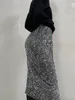 Sparkly Skirt Women Party dress Vintage Punk Dress Slit Sexy Summer Long Skirt High Waist Midi Skirts For Women 240110