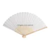 Otros suministros para fiestas festivas 100 unids 21 cm ventilador de mano papel blanco abanicos plegables de bambú plegados de mano para la iglesia regalo de boda fav dhxd8